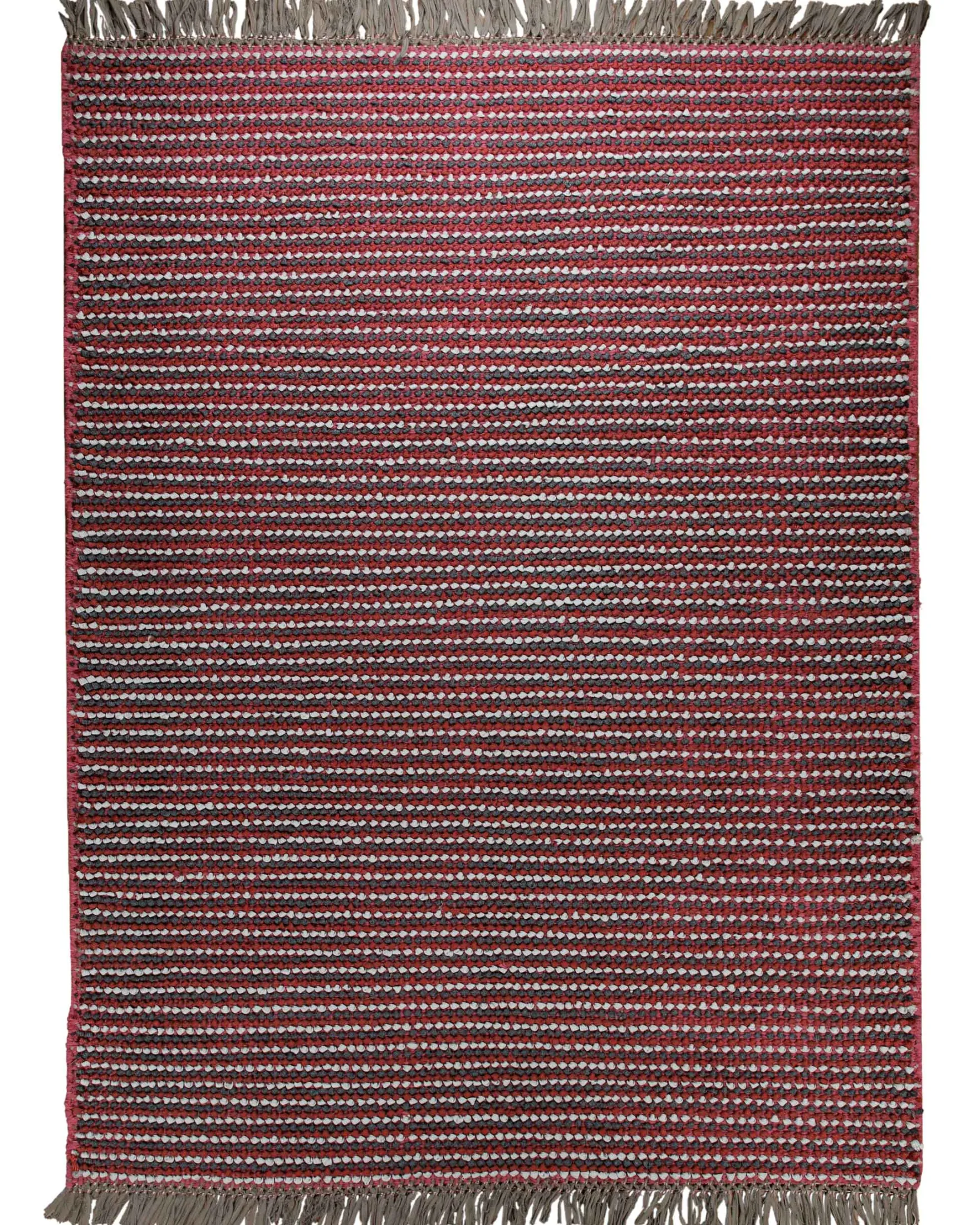 Dedon Outdoor Handwebteppich rot grau gestreift 160x230 cm