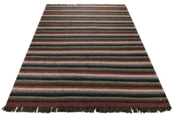 Dedon Outdoor Handwebteppich rot grau gestreift 160x230 cm