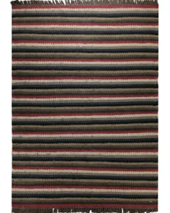 Dedon Outdoor Handwebteppich rot grau gestreift 160x230 cm