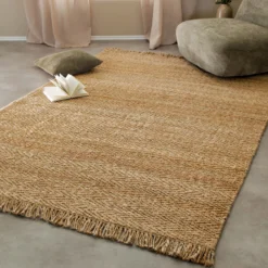 "Dhurry" Jute-Teppich – handgewebt, schwer, strukturiert