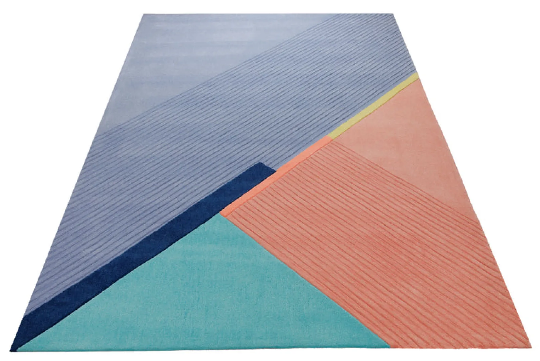 Diagonale in Blau und Koralle - Handtuft 160 x 230 cm