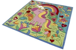 Doodle Kinderteppich Bunt Kurzflor "Lovely Unicorn"