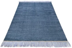 Esprit Handwebteppich Blau aus Wolle