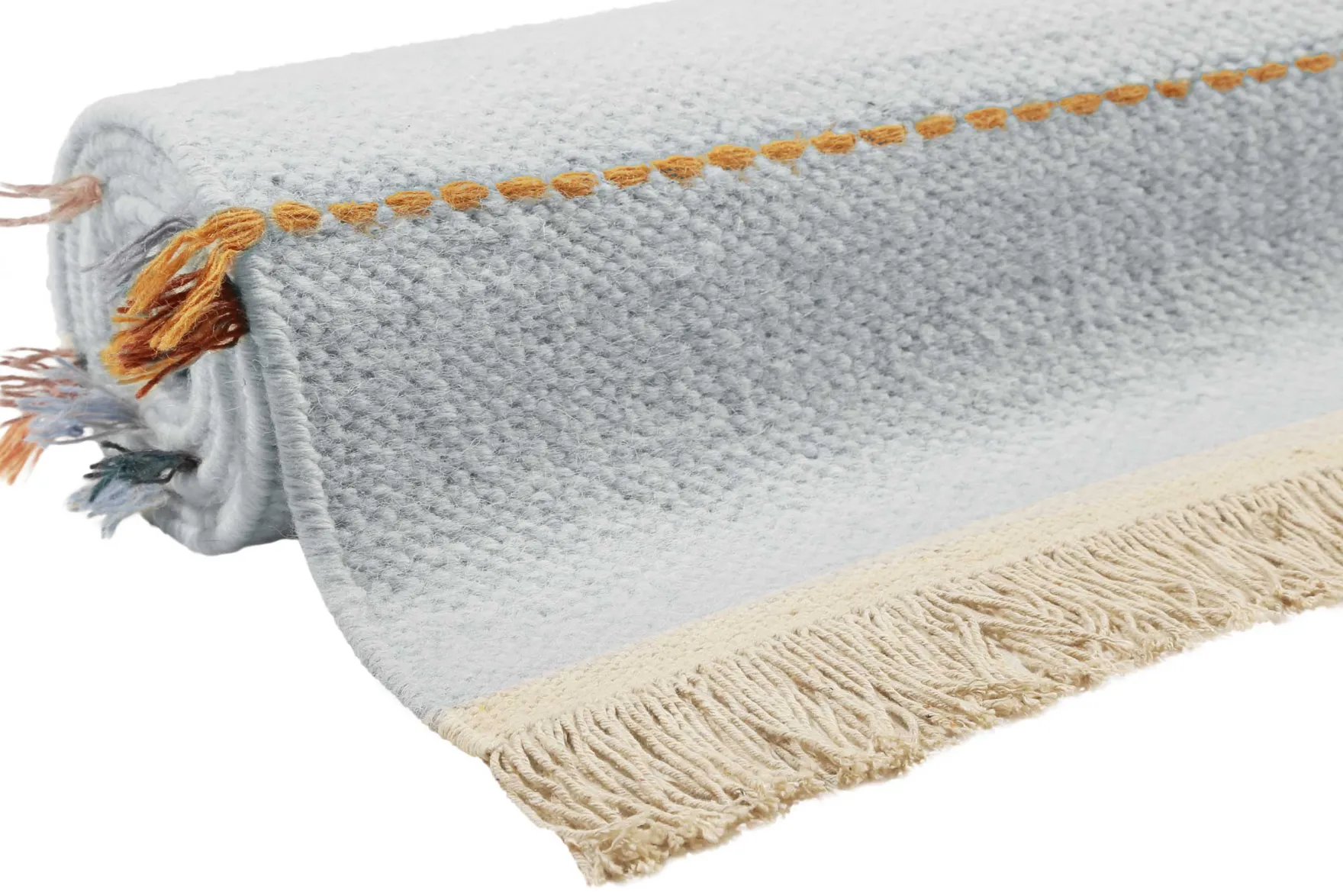 Esprit Handwebteppich Grau Blau Bunt aus Wolle "Lina"