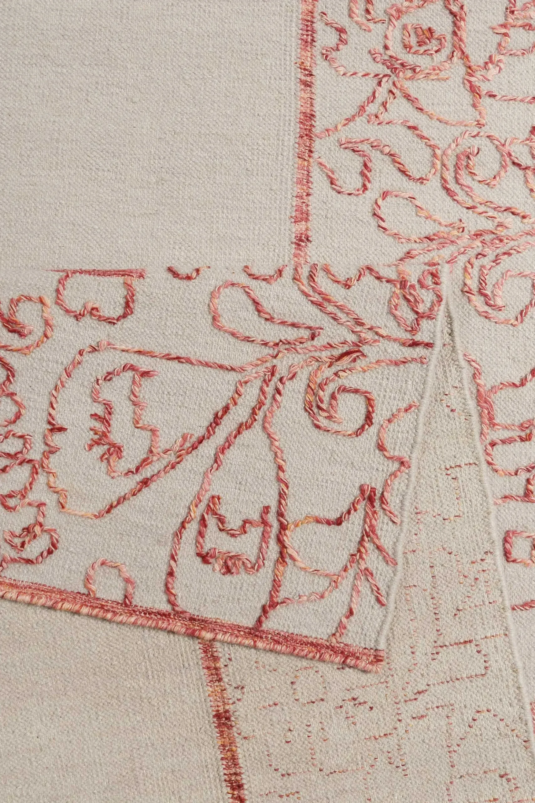 Esprit Kelim Teppich Beige Rot aus Wolle "Kayla Border"