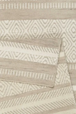 Esprit Kelim Teppich Beige Sand aus Wolle 