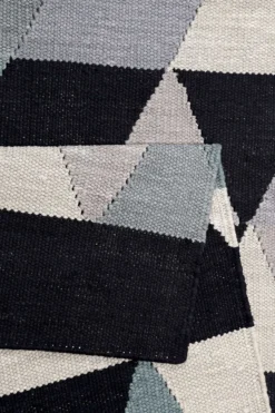 Esprit Kelim Teppich blau grau Kurzflor "Triango"