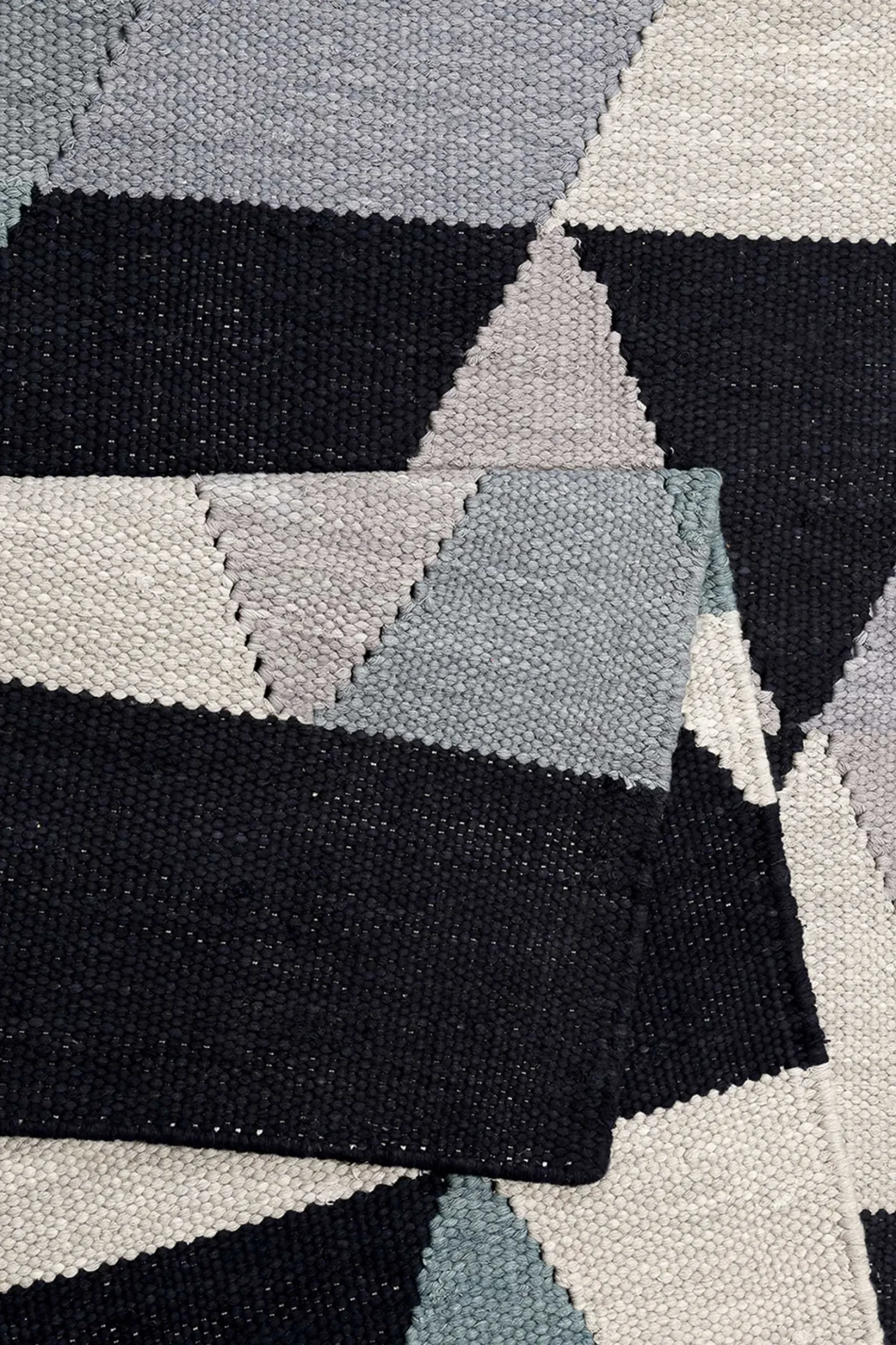 Esprit Kelim Teppich blau grau Kurzflor "Triango"