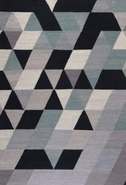 Esprit Kelim Teppich blau grau Kurzflor