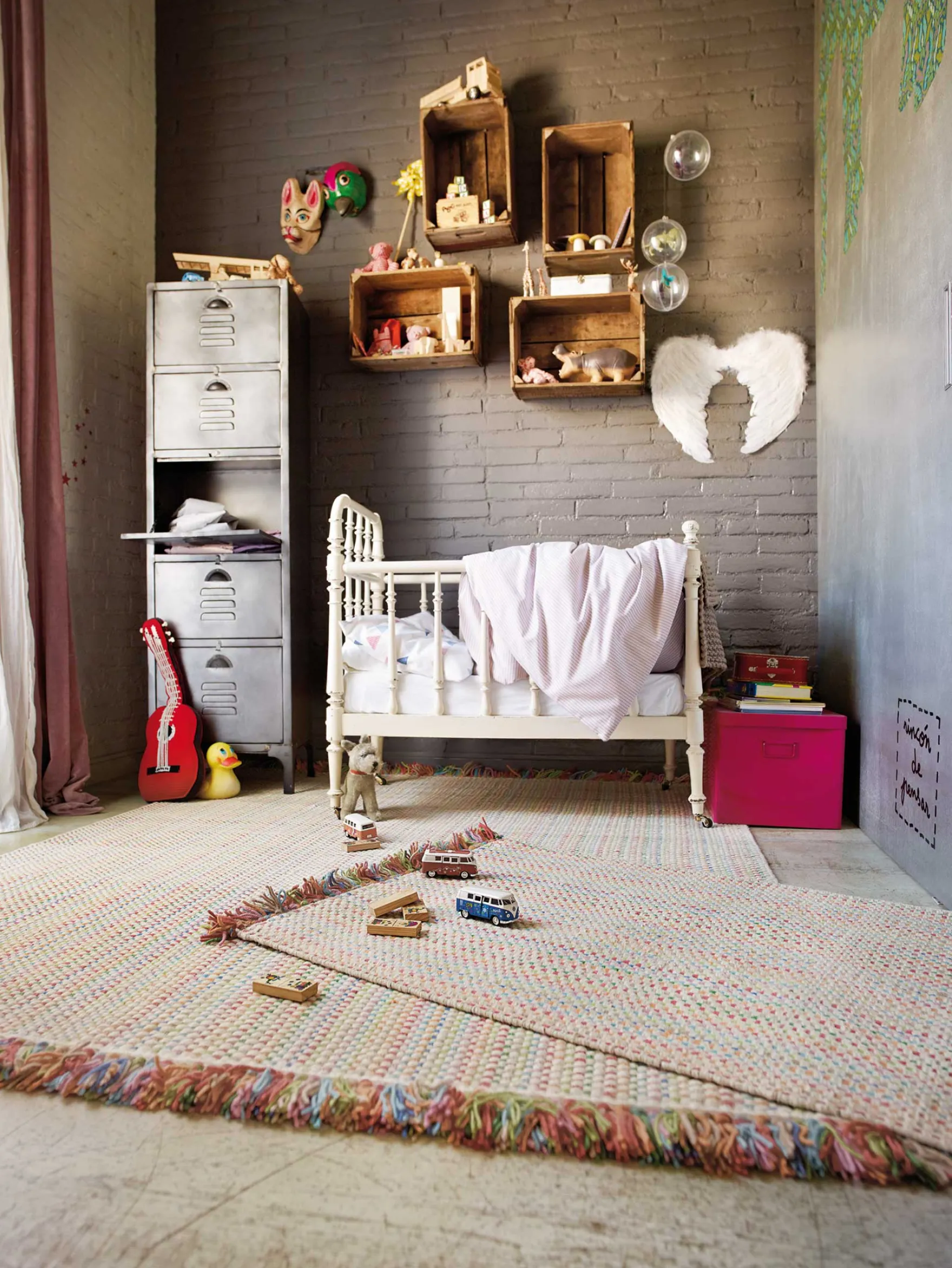 Esprit Kelim Teppich Bunt aus Wolle "Kids Durrie"