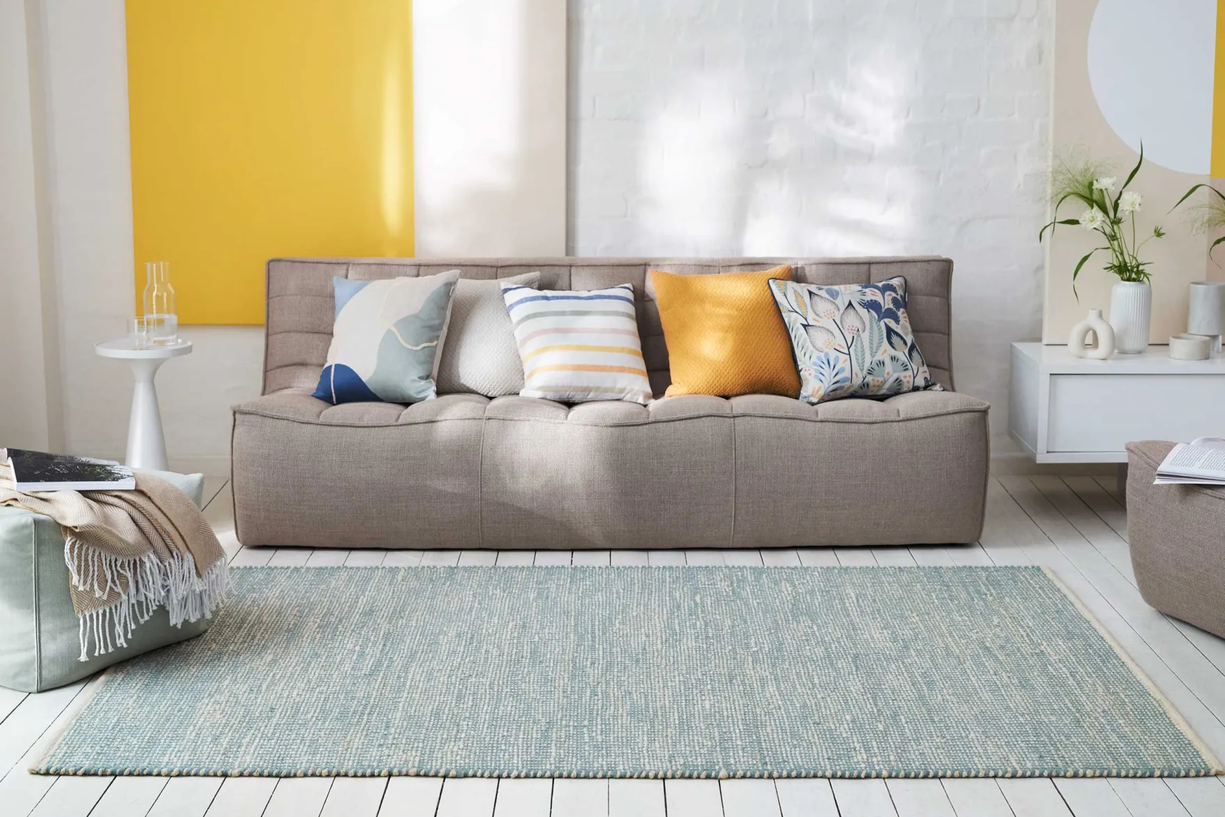 Esprit Kelim Teppich Mintgrün Beige aus Jute & Wolle "Gobi"