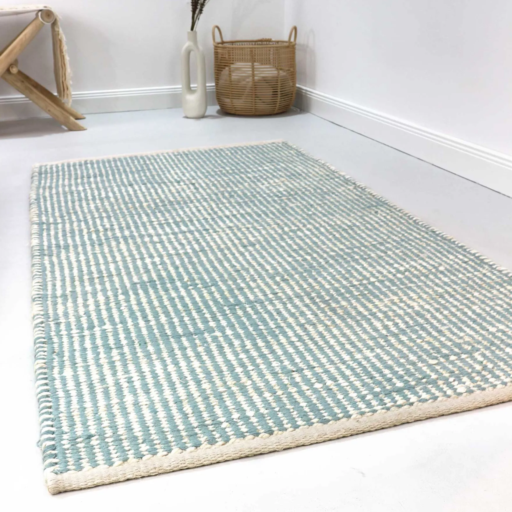 Esprit Kelim Teppich Mintgrün Beige aus Jute & Wolle "Gobi"