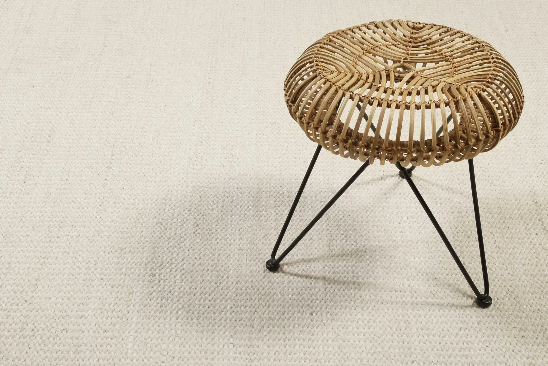 Esprit Kelim Teppich Rund Creme Weiß aus Jute & Wolle "Gobi"