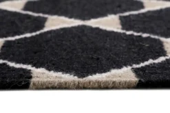 Esprit Kelim Teppich Schwarz aus Wolle