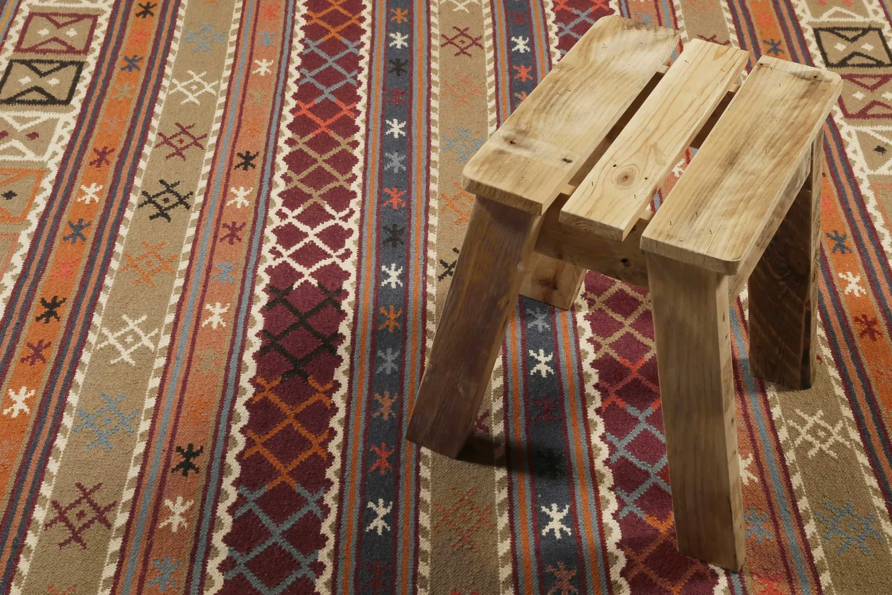 Esprit Kelim Teppich Taupe Braun Rot aus Wolle "Agra"