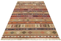 Esprit Kelim Teppich Taupe Braun Rot aus Wolle