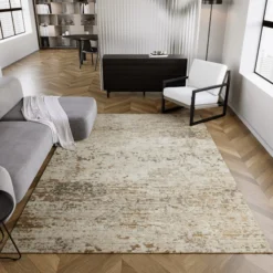 Esprit Kurzflor Teppich Beige aus Wolle 