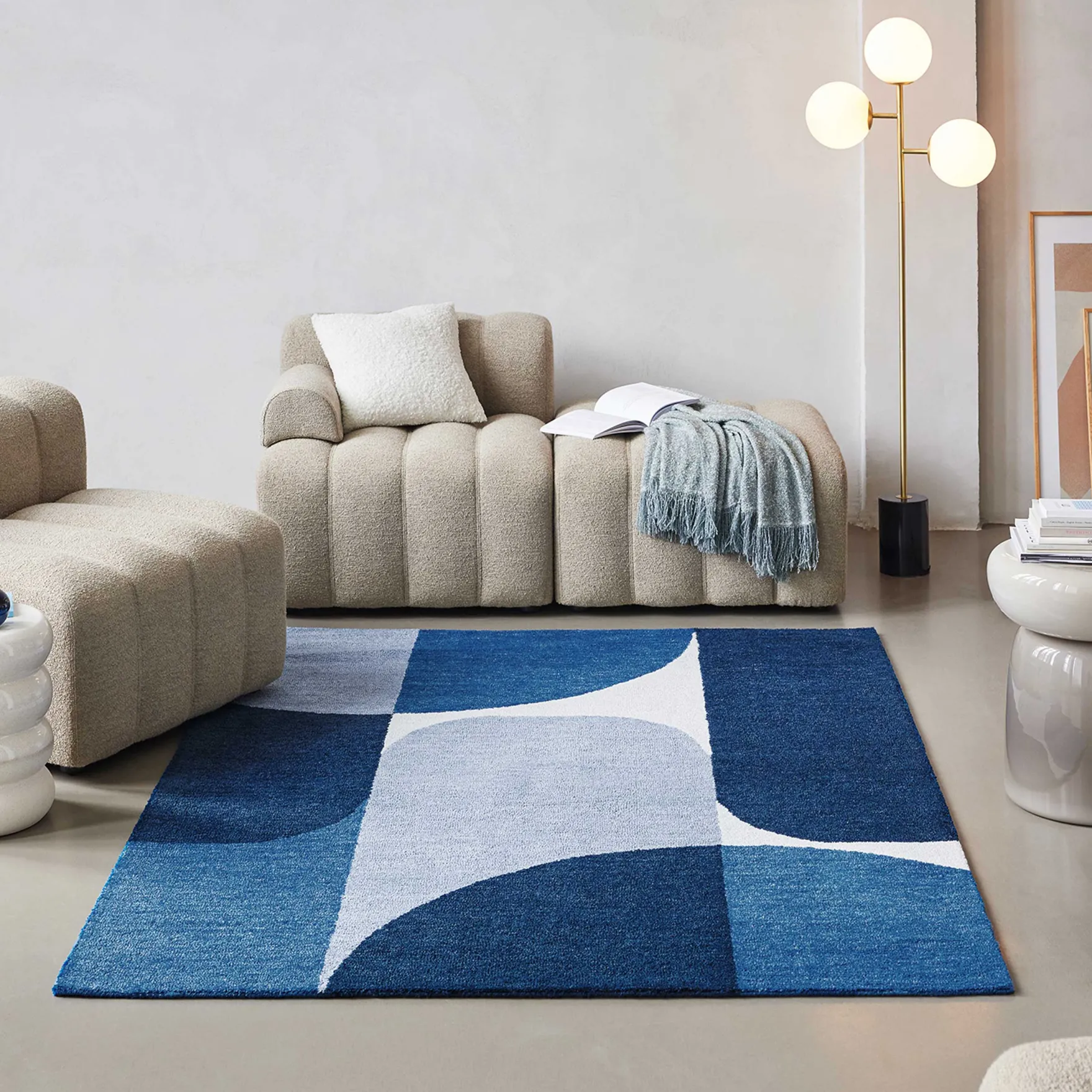 Esprit Kurzflor Teppich Blau "Backup"