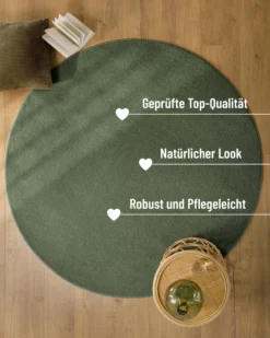 Esprit Kurzflorteppich Rund Laub Grün "Vegas"
