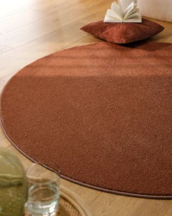 Esprit Kurzflorteppich Rund Ziegel Rot