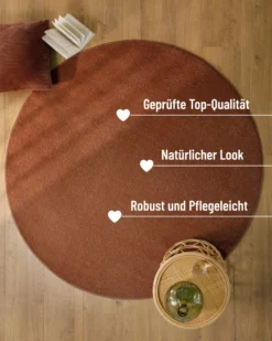 Esprit Kurzflorteppich Rund Ziegel Rot
