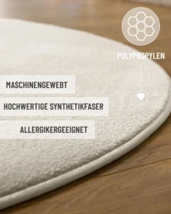 Esprit Kurzflorteppich Rund Creme Weiß "Vegas"