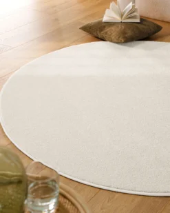 Esprit Kurzflorteppich Rund Creme Weiß 