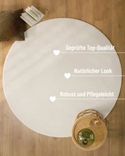Esprit Kurzflorteppich Rund Creme Weiß 