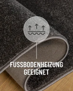 Esprit Kurzflorteppich Rund Anthrazit Grau