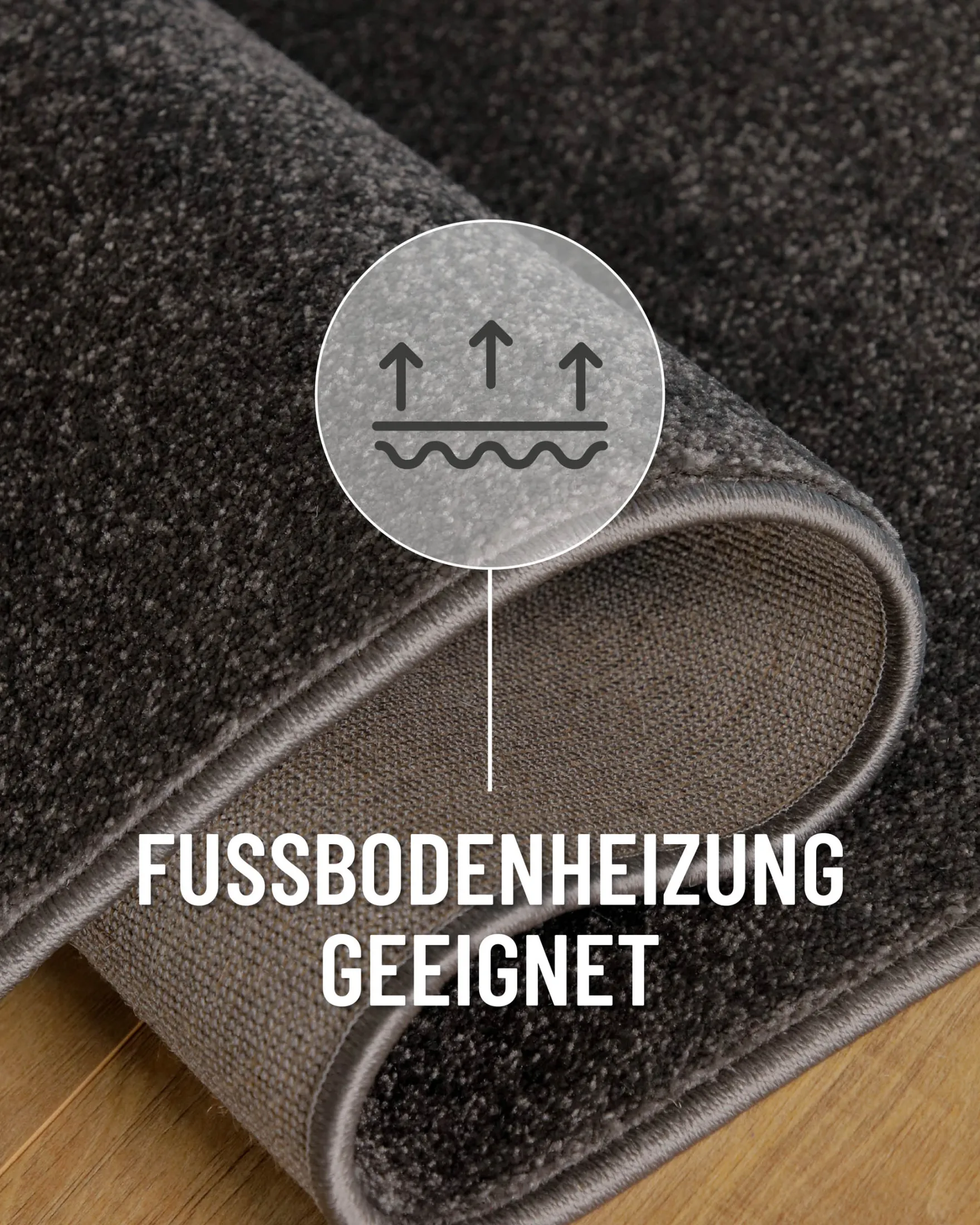 Esprit Kurzflorteppich Rund Anthrazit Grau "Vegas"