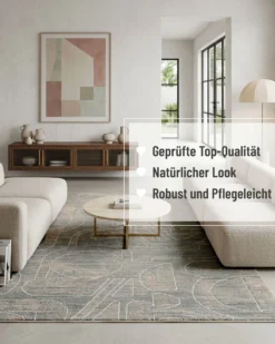 Esprit Kurzflorteppich Türkis Grau "Beatle-B"