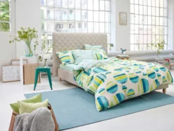Esprit Kurzflor Teppich Türkis aus Baumwolle "Rainbow Kelim"