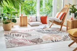 Esprit Teppich beige braun rot Kurzflor 