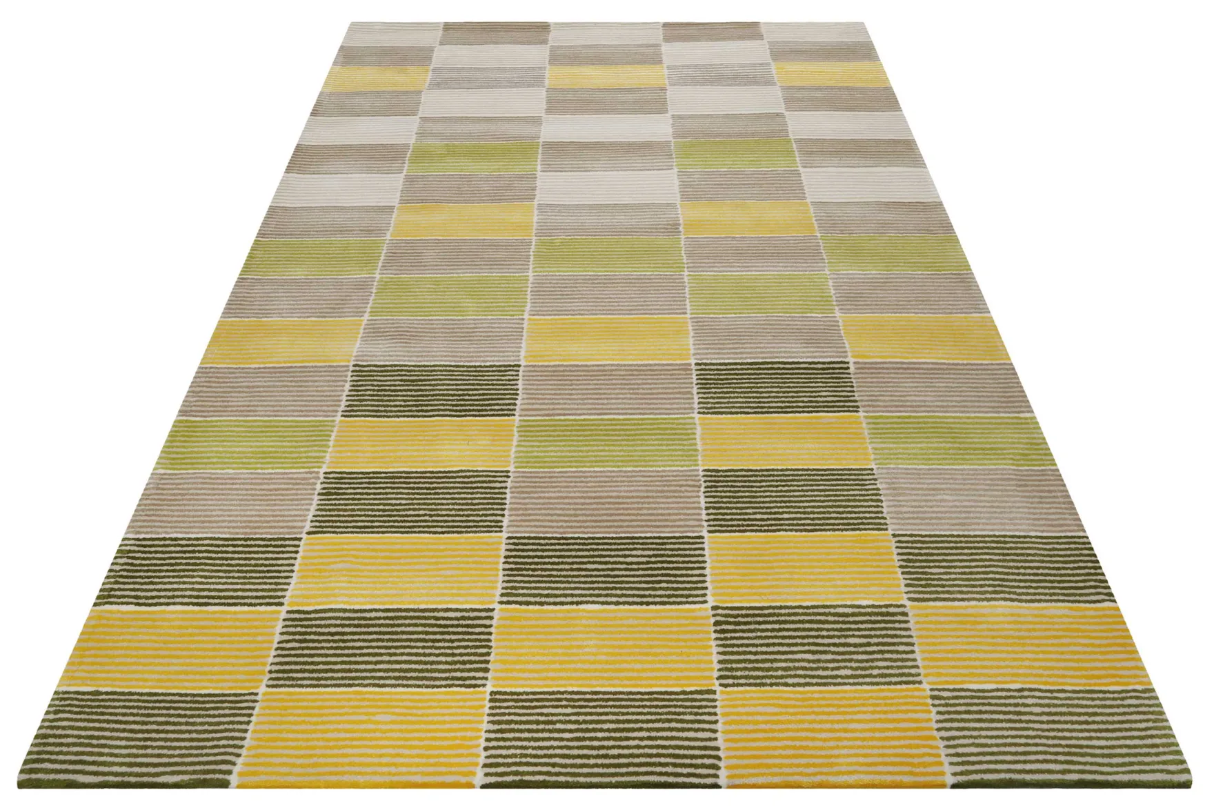 Esprit Teppich Gelb Grün Beige Kurzflor "Fida"