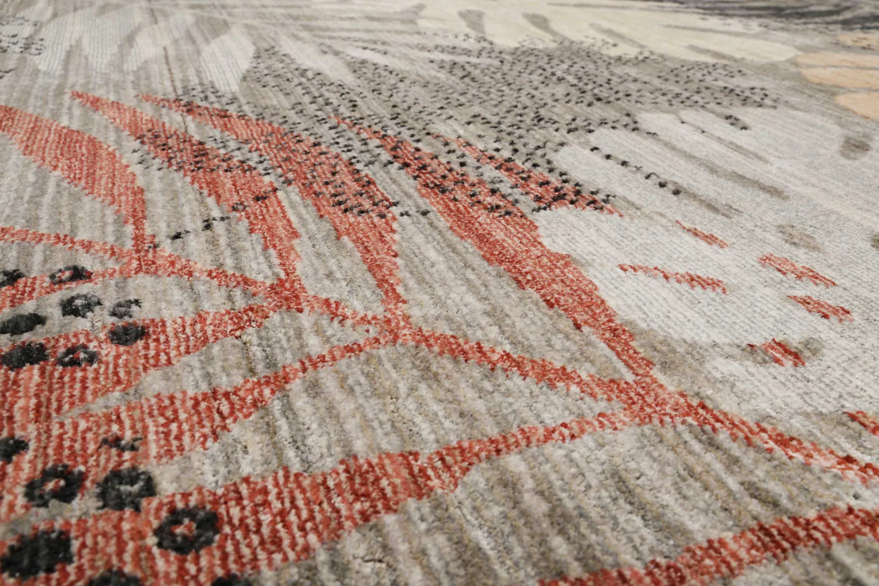 Esprit Teppich grau beige rot Kurzflor "Florence"