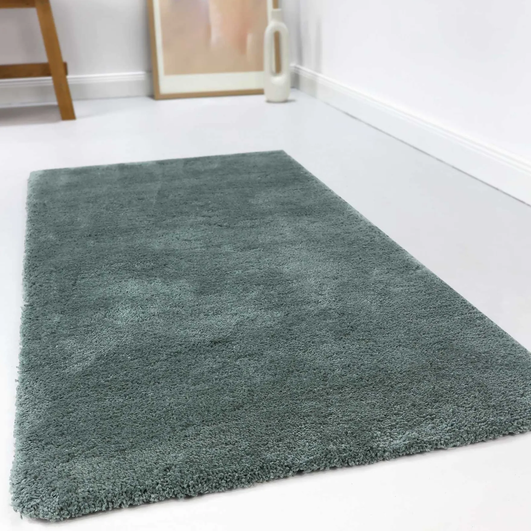 Esprit Teppich Grau Grün Hochflor "Relaxx"
