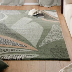Esprit Teppich Grün Grau Kurzflor "Hazel"