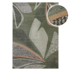 Esprit Teppich Grün Grau Kurzflor 