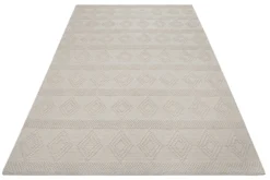 Esprit Teppich handgewebt Creme Weiß aus Wolle
