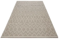 Esprit Teppich handgewebt Weiß Beige aus Wolle