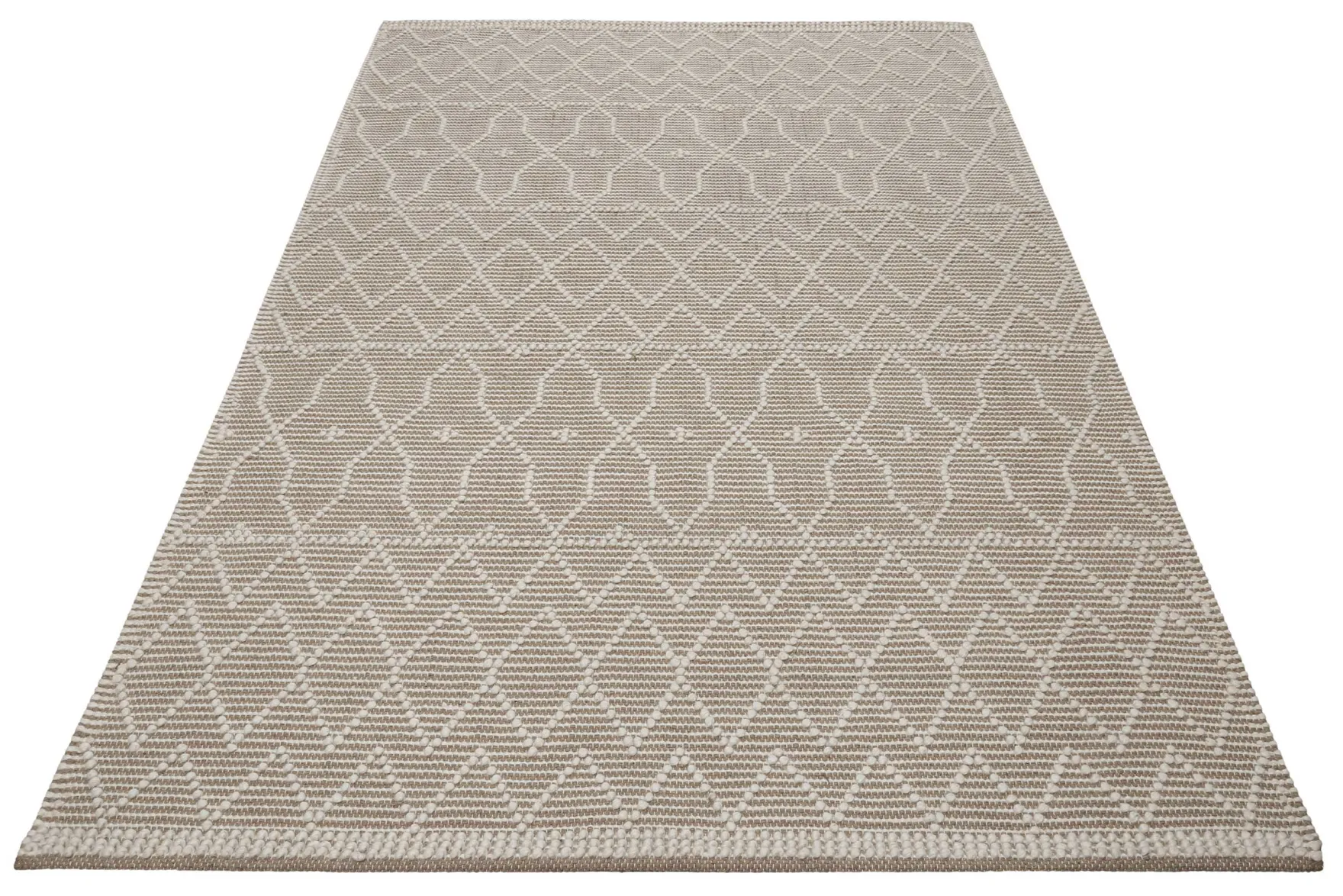 Esprit Teppich handgewebt Weiß Beige aus Wolle "Ana"