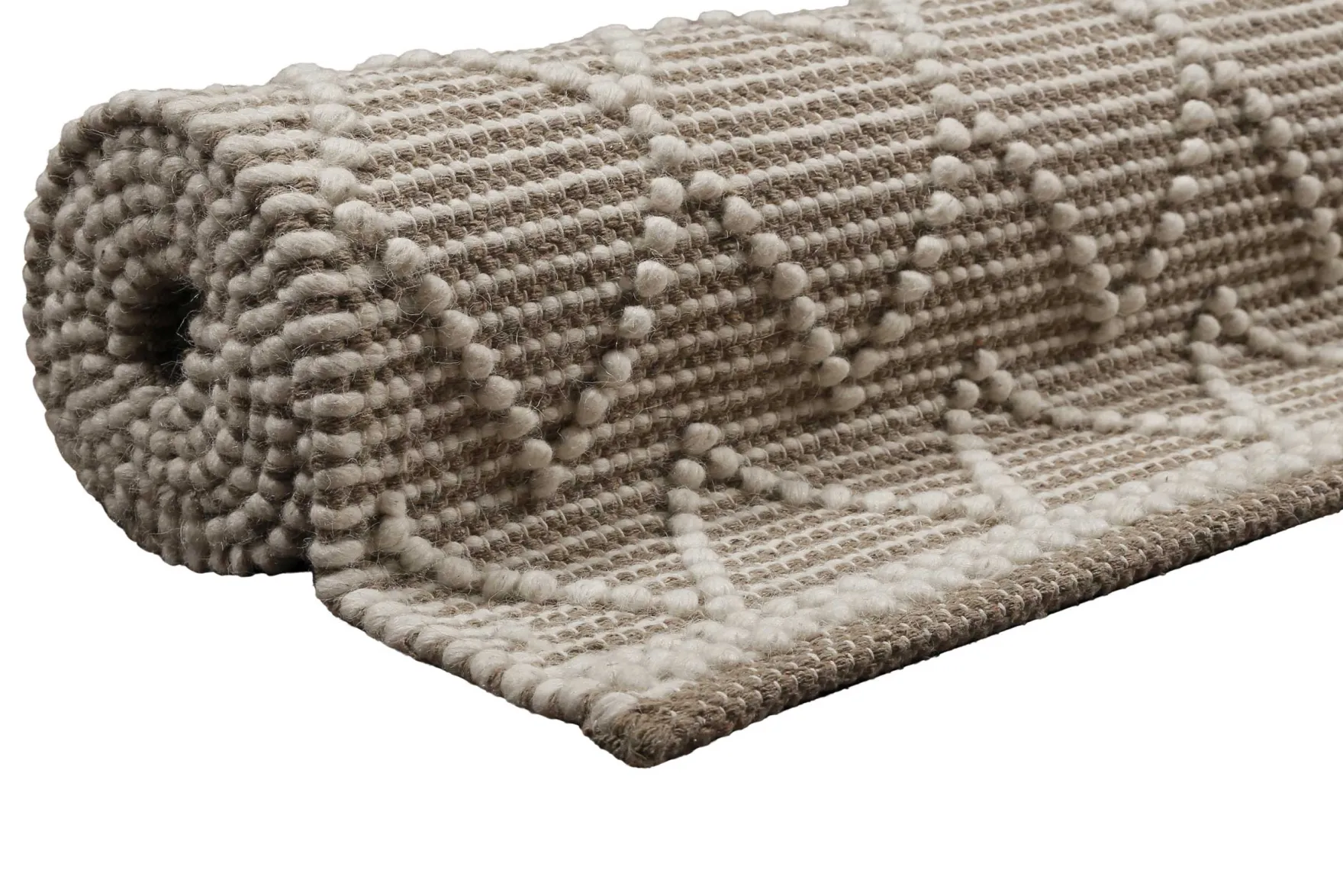 Esprit Teppich handgewebt Weiß Beige aus Wolle "Ana"
