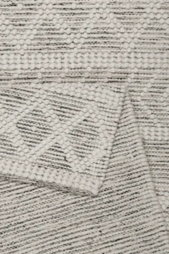 Esprit Teppich handgewebt Weiß Hellgrau aus Wolle 