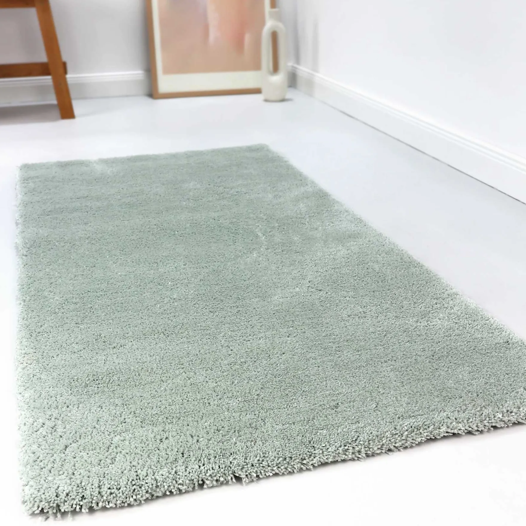 Esprit Teppich Hellgrau Grün Hochflor "Relaxx"