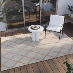 Esprit Teppich In & Outdoor Beige Orange Rot "Rhomb"