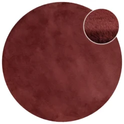 Esprit Teppich Rund Bordeaux Rot und sehr flauschig Hochflor "Alice"