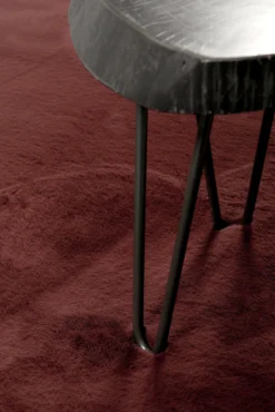 Esprit Teppich Rund Bordeaux Rot und sehr flauschig Hochflor 