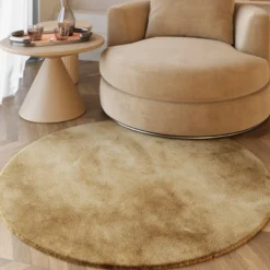 Esprit Teppich Rund Caramel Beige und sehr flauschig Hochflor