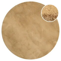 Esprit Teppich Rund Caramel Beige und sehr flauschig Hochflor