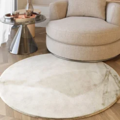 Esprit Teppich Rund Creme Beige und sehr flauschig Hochflor 